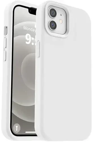 Vooii Compatible with iPhone 12 Case/iPhone 12 Pro Case, Liquid Silicone Upgrade [Soft Anti-Scratch Microfiber Lining] [Shockproof Drop Protection] Phone Case 6.1 inch - White 