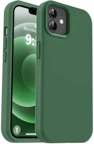 Vooii Compatible with iPhone 12 Case/iPhone 12 Pro Case, Liquid Silicone Upgrade [Soft Anti-Scratch Microfiber Lining] [Shockproof Drop Protection] Phone Case 6.1 inch - Green - 1