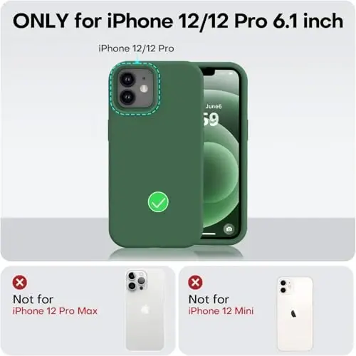 Vooii Compatible with iPhone 12 Case/iPhone 12 Pro Case, Liquid Silicone Upgrade [Soft Anti-Scratch Microfiber Lining] [Shockproof Drop Protection] Phone Case 6.1 inch - Green - 5