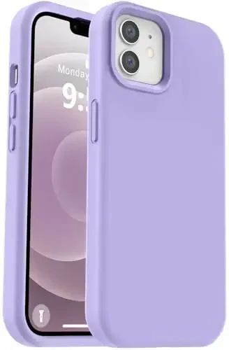 Vooii iPhone 12/iPhone 12 Pro uchun g'ilof, suyuq silikon yangilanishi [Yumshoq tirnalishga qarshi mikrofiber astar] [Zarbga chidamli himoya] Telefon g'ilofi 6,1 dyuym - Ochiq binafsha 
