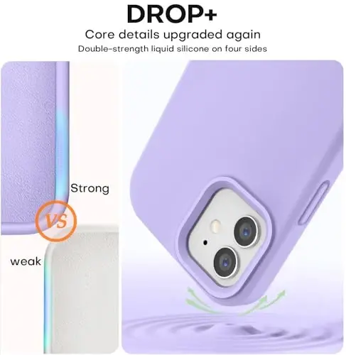 Vooii iPhone 12/iPhone 12 Pro uchun g'ilof, suyuq silikon yangilanishi [Yumshoq tirnalishga qarshi mikrofiber astar] [Zarbga chidamli himoya] Telefon g'ilofi 6,1 dyuym - Ochiq binafsha - 4