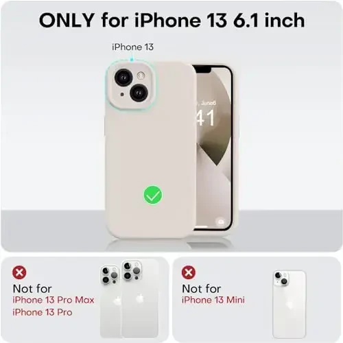 Vooii iPhone 13 g‘ilofi bilan mos keladi, suyuq silikon yangilanish [Kamera himoyasi] [Yumshoq tirnalishga qarshi mikrofiber astar] iPhone 13 6.1 dyuym uchun zarbga chidamli telefon g‘ilofi - Tosh - 5