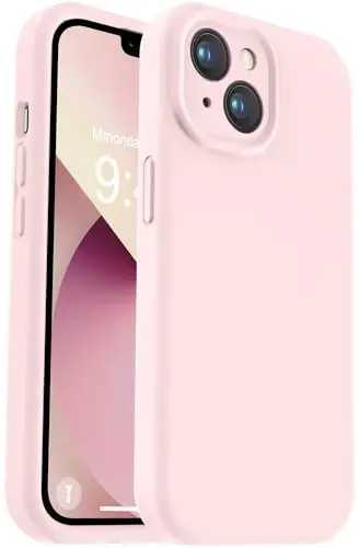 Vooii iPhone 13 g‘ilofi bilan mos keladi, suyuq silikon yangilanishi [Kamera himoyasi] [Yumshoq tirnalishga qarshi mikrofiber astar] iPhone 13 6.1 dyuym uchun zarbga chidamli telefon g‘ilofi - Chalk pushti 