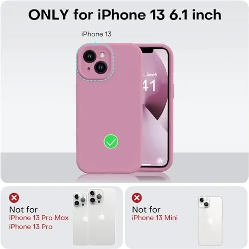 Vooii iPhone 13 g'ilofi bilan mos keladi, Suyuq silikon yangilanishi [Kamera himoyasi] [Yumshoq tirnalishga qarshi mikrofiber astar] iPhone 13 6.1 dyuym uchun zarbga chidamli telefon g'ilofi - Lavanda binafsha - 5