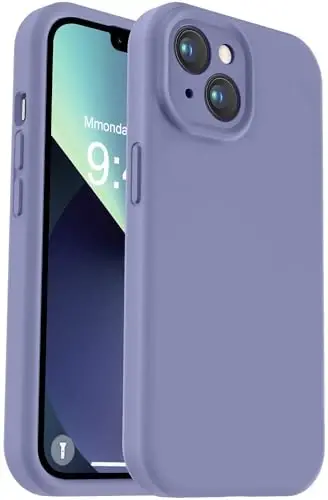 Vooii iPhone 13 gʻilofi bilan mos keladi, suyuq silikon yangilanishi [Kamera himoyasi] [Yumshoq tirnalishga qarshi mikrofiber astar] iPhone 13 6.1 dyuym uchun zarbga chidamli telefon gʻilofi - Lavanda kulrang 