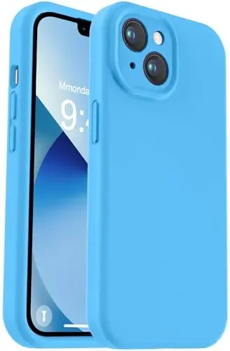 Vooii iPhone 13 g‘ilofi bilan mos keladi, suyuq silikon yangilanishi [Kamera himoyasi] [Yumshoq tirnalishga qarshi mikrofiber astar] iPhone 13 6.1 dyuym uchun zarbga chidamli telefon g‘ilofi - Moviy 