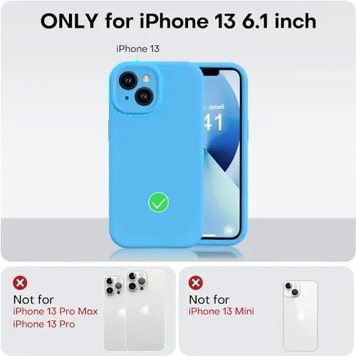 Vooii iPhone 13 g‘ilofi bilan mos keladi, suyuq silikon yangilanishi [Kamera himoyasi] [Yumshoq tirnalishga qarshi mikrofiber astar] iPhone 13 6.1 dyuym uchun zarbga chidamli telefon g‘ilofi - Moviy - 5