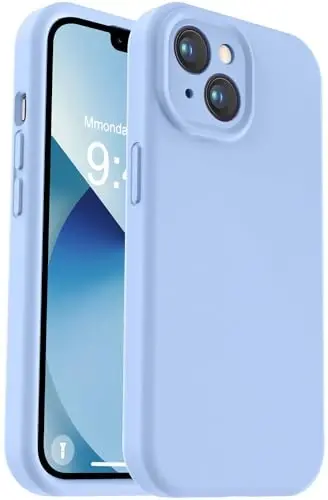 Vooii iPhone 13 g‘ilofi bilan mos keladi, Suyuq silikon yangilanishi [Kamera himoyasi] [Yumshoq tirnalishga qarshi mikrofiber astar] iPhone 13 6.1 dyuym uchun zarbga chidamli telefon g‘ilofi - Och ko‘k 