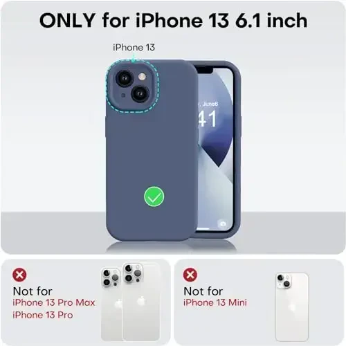 Vooii iPhone 13 g‘ilofi bilan mos keladi, suyuq silikon yangilanishi [Kamera himoyasi] [Yumshoq tirnalishga qarshi mikrofiber astar] iPhone 13 6.1 dyuym uchun zarbga chidamli telefon g‘ilofi - to‘q ko‘k - 5