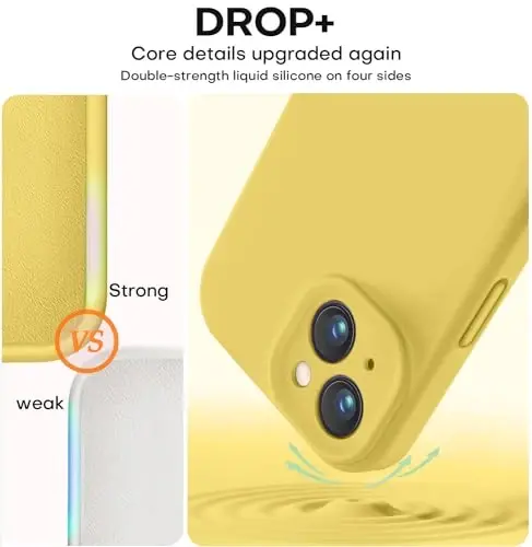 Vooii iPhone 13 g'ilofi bilan mos keladi, Suyuq silikon yangilanishi [Kamera himoyasi] [Yumshoq tirnalishga qarshi mikrofiber qoplama] iPhone 13 6.1 dyuym uchun zarbaga chidamli telefon g'ilofi - Kanareyka sariq rangi - 4