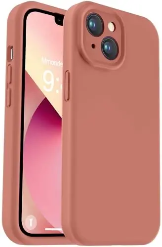 Vooii Compatible with iPhone 13 Case, Liquid Silicone Upgrade [Camera Protection] [Soft Anti-Scratch Microfiber Lining] Shockproof Phone Case for iPhone 13 6.1 inch - Caramel - VOOII