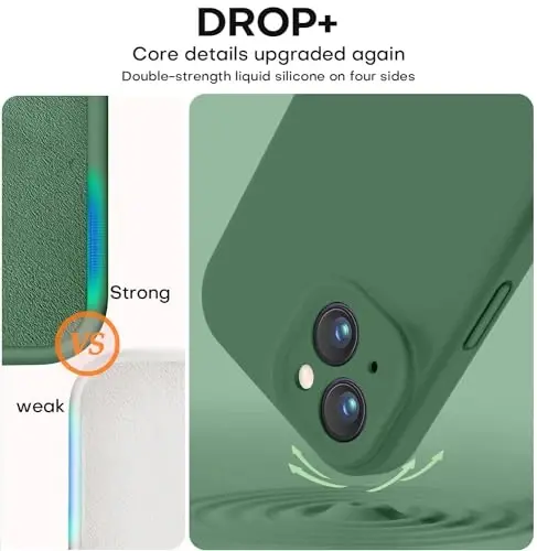 Vooii Compatible with iPhone 13 Case, Liquid Silicone Upgrade [Camera Protection] [Soft Anti-Scratch Microfiber Lining] Shockproof Phone Case for iPhone 13 6.1 inch - Green - 4