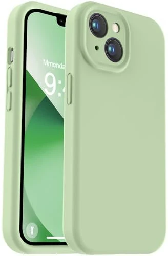 Vooii Compatible with iPhone 13 Case, Liquid Silicone Upgrade [Camera Protection] [Soft Anti-Scratch Microfiber Lining] Shockproof Phone Case for iPhone 13 6.1 inch - Matcha 