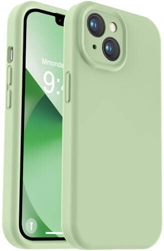 Vooii Compatible with iPhone 13 Case, Liquid Silicone Upgrade [Camera Protection] [Soft Anti-Scratch Microfiber Lining] Shockproof Phone Case for iPhone 13 6.1 inch - Matcha - 1