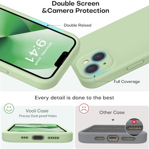 Vooii Compatible with iPhone 13 Case, Liquid Silicone Upgrade [Camera Protection] [Soft Anti-Scratch Microfiber Lining] Shockproof Phone Case for iPhone 13 6.1 inch - Matcha - 3