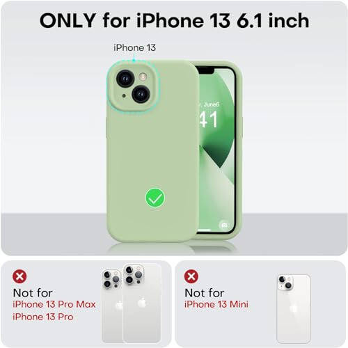 Vooii Compatible with iPhone 13 Case, Liquid Silicone Upgrade [Camera Protection] [Soft Anti-Scratch Microfiber Lining] Shockproof Phone Case for iPhone 13 6.1 inch - Matcha - 5