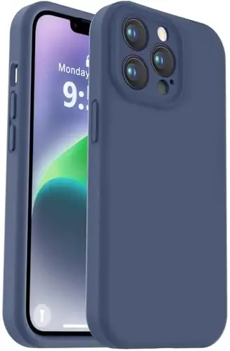 Vooii iPhone 13 Pro g‘ilofi bilan mos, suyuq silikon yangilanishi [Kamera himoyasi] [Yumshoq chizilishga qarshi mikrofiber astar] iPhone 13 Pro 6.1 dyuym uchun zarbga chidamli telefon g‘ilofi - to‘q ko‘k 