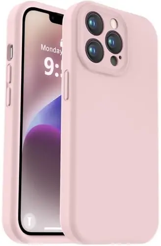 Vooii Compatible with iPhone 13 Pro Case, Liquid Silicone Upgrade [Camera Protection] [Soft Anti-Scratch Microfiber Lining] Shockproof Phone Case for iPhone 13 Pro 6.1 inch - Pink Sand 
