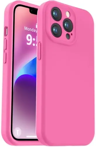 Vooii Compatible with iPhone 13 Pro Case, Liquid Silicone Upgrade [Camera Protection] [Soft Anti-Scratch Microfiber Lining] Shockproof Phone Case for iPhone 13 Pro 6.1 inch - Pitaya - 1