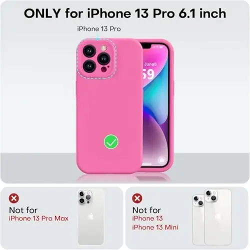 Vooii Compatible with iPhone 13 Pro Case, Liquid Silicone Upgrade [Camera Protection] [Soft Anti-Scratch Microfiber Lining] Shockproof Phone Case for iPhone 13 Pro 6.1 inch - Pitaya - 5
