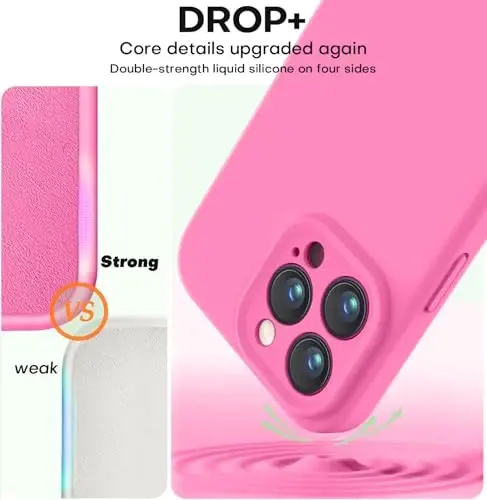 Vooii Compatible with iPhone 13 Pro Case, Liquid Silicone Upgrade [Camera Protection] [Soft Anti-Scratch Microfiber Lining] Shockproof Phone Case for iPhone 13 Pro 6.1 inch - Pitaya - 4