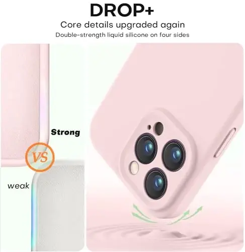 Vooii Compatible with iPhone 13 Pro Case, Liquid Silicone Upgrade [Camera Protection] [Soft Anti-Scratch Microfiber Lining] Shockproof Phone Case for iPhone 13 Pro 6.1 inch - Chalk Pink - 4