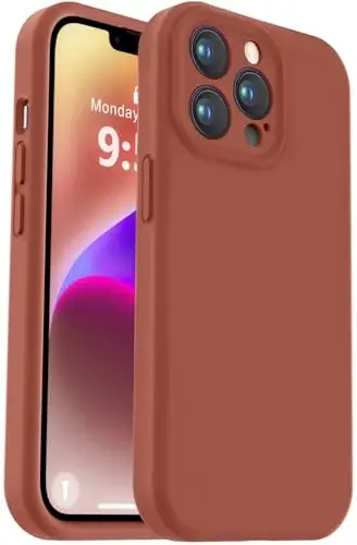 Vooii iPhone 13 Pro Max bilan mos keladigan g‘ilof, suyuq silikon yangilanishi [Kamera himoyasi] [Yumshoq tirnalishga qarshi mikrofiber astar] iPhone 13 Pro Max 6,7 dyuym uchun zarbga chidamli telefon g‘ilofi - Caramel - VOOII