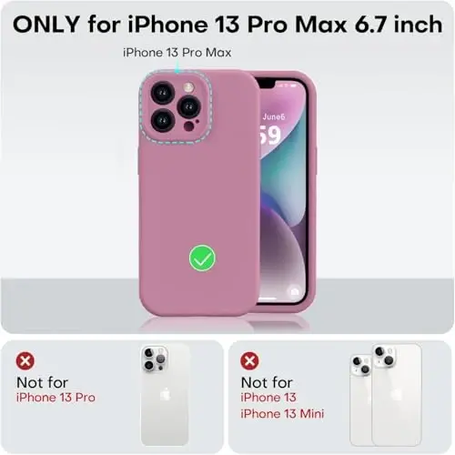 Vooii iPhone 13 Pro Max g‘ilofi bilan mos keladi, suyuq silikon yangilanishi [Kamera himoyasi] [Yumshoq chizishga qarshi mikrofiber astar] iPhone 13 Pro Max 6.7 dyuym uchun zarbga chidamli telefon g‘ilofi - Lavanda binafsha - 5