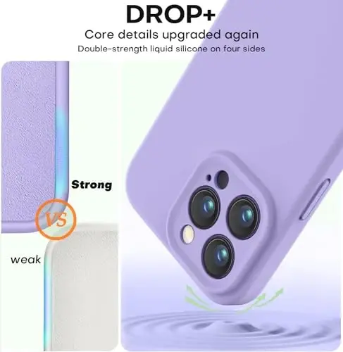 Vooii Compatible with iPhone 13 Pro Max Case, Liquid Silicone Upgrade [Camera Protection] [Soft Anti-Scratch Microfiber Lining] Shockproof Phone Case for iPhone 13 Pro Max 6.7 inch - Light Purple - 4