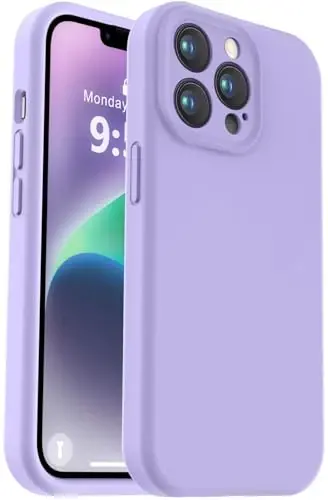 Vooii Compatible with iPhone 13 Pro Max Case, Liquid Silicone Upgrade [Camera Protection] [Soft Anti-Scratch Microfiber Lining] Shockproof Phone Case for iPhone 13 Pro Max 6.7 inch - Light Purple - 1