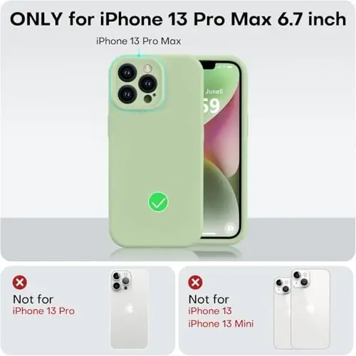 Vooii iPhone 13 Pro Max uchun g‘ilofga mos keladi, Suyuq silikon yangilanishi [Kamera himoyasi] [Yumshoq chizishga qarshi mikrofiber astar] iPhone 13 Pro Max 6,7 dyuym uchun zarbga chidamli telefon g‘ilofi - Matcha - 5