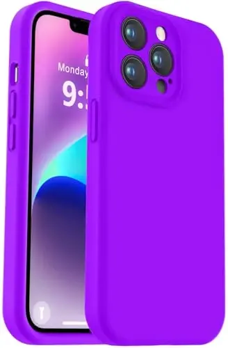 Vooii iPhone 13 Pro Max uchun g‘ilofga mos keladi, suyuq silikon yangilanishi [Kamera himoyasi] [Yumshoq tirnalishga qarshi mikrofiber astar] iPhone 13 Pro Max 6,7 dyuym uchun zarbga chidamli telefon g‘ilofi - Neon binafsha 