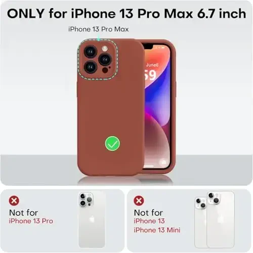 Vooii iPhone 13 Pro uchun g‘ilof bilan mos keladi, suyuq silikon yangilanishi [Kamera himoyasi] [Yumshoq tirnalishga qarshi mikrofiber astar] iPhone 13 Pro 6.1 dyuym uchun zarbga chidamli telefon g‘ilofi - Caramel - 5