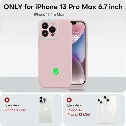 Vooii iPhone 13 Pro uchun g‘ilofga mos keladi, suyuq silikon yangilanish [Kamera himoyasi] [Yumshoq tirnalishga qarshi mikrofiber astar] iPhone 13 Pro 6.1 dyuym uchun zarbga chidamli telefon g‘ilofi - Pushti qum - 5