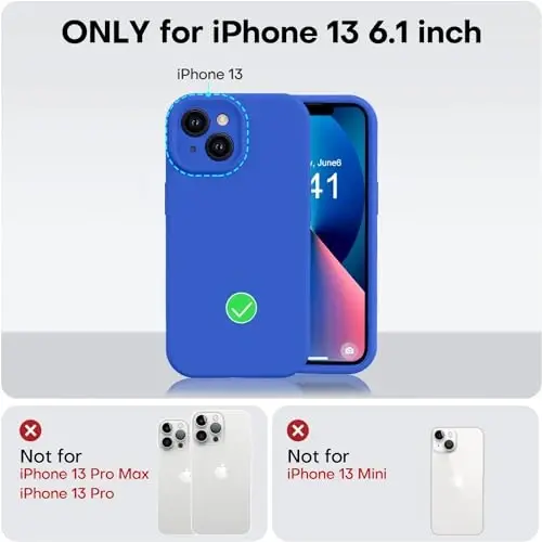 Vooii iPhone 13 uchun g‘ilof bilan mos, suyuq silikon yangilanish [Kamera himoyasi] [Yumshoq tirnalishga qarshi mikrofiber astar] iPhone 13 6.1 dyuym uchun zarbga chidamli telefon g‘ilofi - Klein Moviy - 5