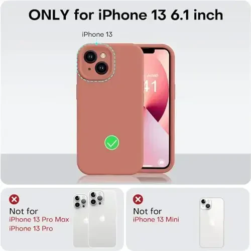 Vooii iPhone 13 uchun g‘ilofga mos keladi, suyuq silikon yangilanishi [Kamera himoyasi] [Yumshoq tirnalishga qarshi mikrofiber astar] iPhone 13 6.1 dyuym uchun zarbga chidamli telefon g‘ilofi - Karamelli - 5