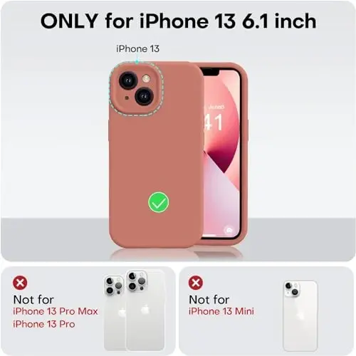 Vooii iPhone 13 uchun g‘ilofga mos keladi, suyuq silikon yangilanishi [Kamera himoyasi] [Yumshoq tirnalishga qarshi mikrofiber astar] iPhone 13 6.1 dyuym uchun zarbga chidamli telefon g‘ilofi - Karamelli - 5
