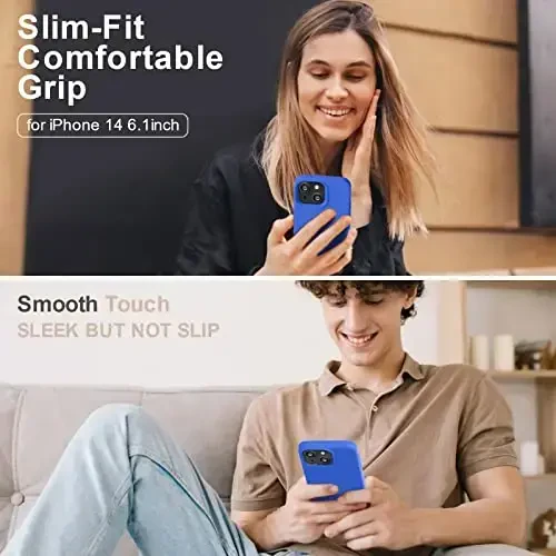 Vooii iPhone 14 g‘ilofi bilan mos, [Chizilishga qarshi mikrofiber astar] [Yumshoq teginishli premium suyuq silikon], iPhone 14 uchun o‘ta yupqa zarbaga chidamli himoya telefon g‘ilofi - Klein Blue - 2