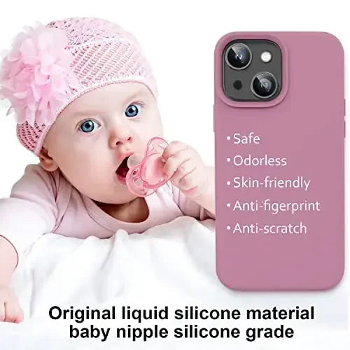 Vooii iPhone 14 g‘ilofi bilan mos, [Ipakdek teginishli Premium Suyuq Silikon] [Yumshoq Chizishga qarshi Mikrofiber Astar], iPhone 14 uchun Ultra Yupqa Zarbadan himoya qiluvchi g‘ilof - Lavanda Binafsha - 5