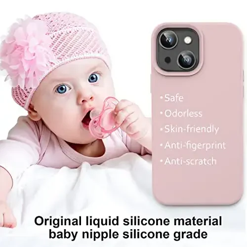 Vooii iPhone 14 G'ilofi bilan mos keladi, [Ipakdek teginish Premium Suyuq Silikon] [Yumshoq Tirnalishga Qarshi Mikrofiber Astar], iPhone 14 uchun Ultra Yupqa Zarbadan Himoya Qiluvchi G'ilof - Pushti Qum - 5