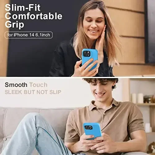 Vooii iPhone 14 g'ilofi bilan mos keladi, [Ipakdek teginish Premium suyuq silikon] [Yumshoq tirnalishga qarshi mikrofiber astar], iPhone 14 uchun ultra yupqa zarbga chidamli himoya g'ilofi - Moviy - VOOII (1)