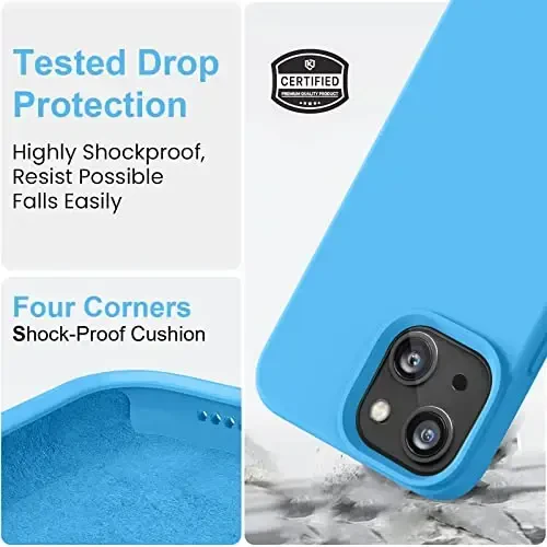 Vooii iPhone 14 g'ilofi bilan mos keladi, [Ipakdek teginish Premium suyuq silikon] [Yumshoq tirnalishga qarshi mikrofiber astar], iPhone 14 uchun ultra yupqa zarbga chidamli himoya g'ilofi - Moviy - 4