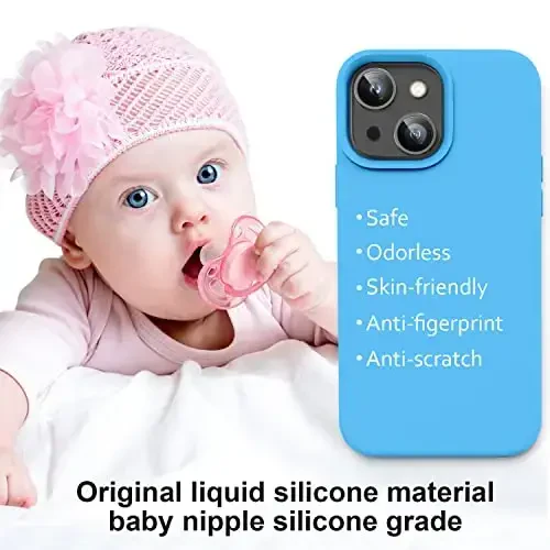 Vooii iPhone 14 g'ilofi bilan mos keladi, [Ipakdek teginish Premium suyuq silikon] [Yumshoq tirnalishga qarshi mikrofiber astar], iPhone 14 uchun ultra yupqa zarbga chidamli himoya g'ilofi - Moviy - 5