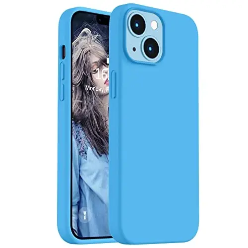 Vooii iPhone 14 g'ilofi bilan mos keladi, [Ipakdek teginish Premium suyuq silikon] [Yumshoq tirnalishga qarshi mikrofiber astar], iPhone 14 uchun ultra yupqa zarbga chidamli himoya g'ilofi - Moviy 