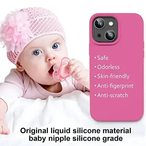 Vooii iPhone 14 g'ilofi bilan mos,[Ipakdek teginish Premium Suyuq Silikon] [Yumshoq chizishga qarshi Mikrofiber Astar], iPhone 14 uchun o'ta ingichka zarbga chidamli himoya g'ilofi - Pitaya - 5