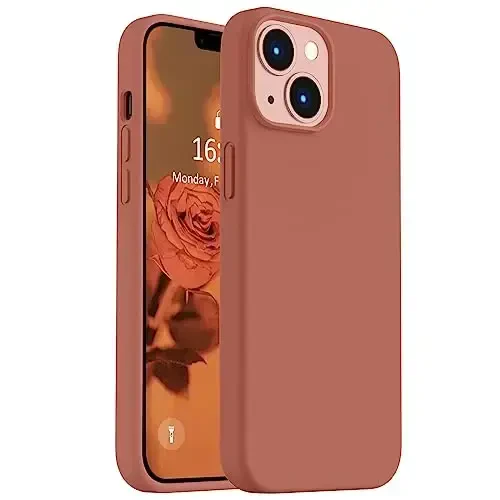 Vooii iPhone 14 g'ilofi bilan mos,[Ipakdek teginish Premium Suyuq Silikon] [Yumshoq chizishga qarshi Mikrofiber astar], iPhone 14 uchun o'ta yupqa zarbga chidamli himoya g'ilofi - Karamelli - 1