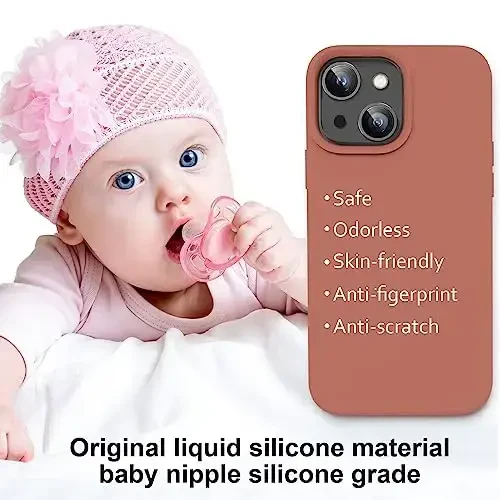 Vooii iPhone 14 g'ilofi bilan mos,[Ipakdek teginish Premium Suyuq Silikon] [Yumshoq chizishga qarshi Mikrofiber astar], iPhone 14 uchun o'ta yupqa zarbga chidamli himoya g'ilofi - Karamelli - 5