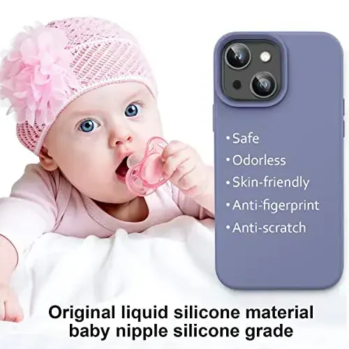 Vooii iPhone 14 g'ilofi bilan mos,[Ipakdek teginish Premium Suyuq Silikon] [Yumshoq Chizishga qarshi Mikrofiber Astar], iPhone 14 uchun Ultra Yengil Zarba o'tkazmaydigan himoya g'ilofi - Lavanda kulrang - 5