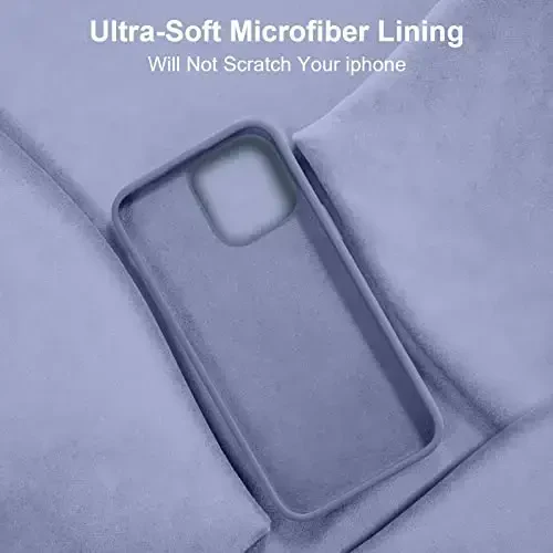Vooii iPhone 14 g'ilofi bilan mos,[Ipakdek teginish Premium Suyuq Silikon] [Yumshoq Chizishga qarshi Mikrofiber Astar], iPhone 14 uchun Ultra Yengil Zarba o'tkazmaydigan himoya g'ilofi - Lavanda kulrang - 6