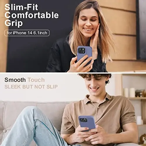 Vooii iPhone 14 g'ilofi bilan mos,[Ipakdek teginish Premium Suyuq Silikon] [Yumshoq Chizishga qarshi Mikrofiber Astar], iPhone 14 uchun Ultra Yengil Zarba o'tkazmaydigan himoya g'ilofi - Lavanda kulrang - 2